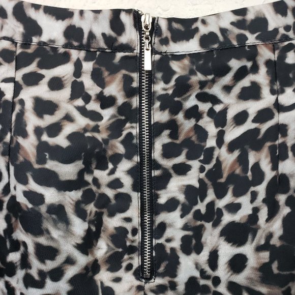 Runaway Women's Cheetah Print Ruffle Side Slit Asymmetrical Midi Skirt Sz 8 - Picture 11 of 15